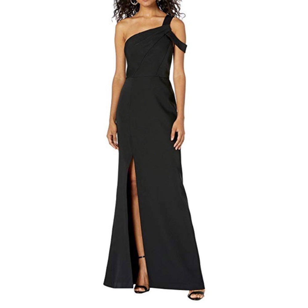 BCBG One Shoulder Column Dress Matte Black